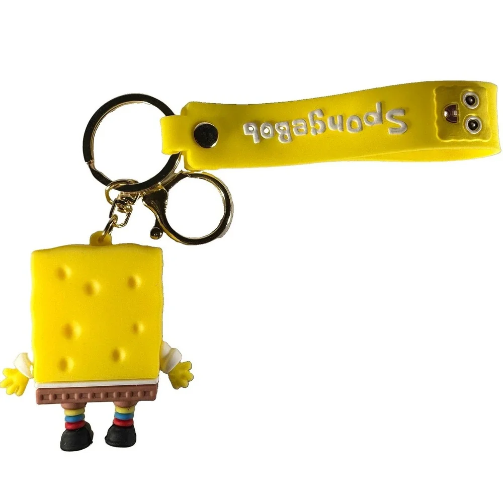 SpongeBob SquarePants 3D Keychain silicone bag charm with Wrist/backpack Strap